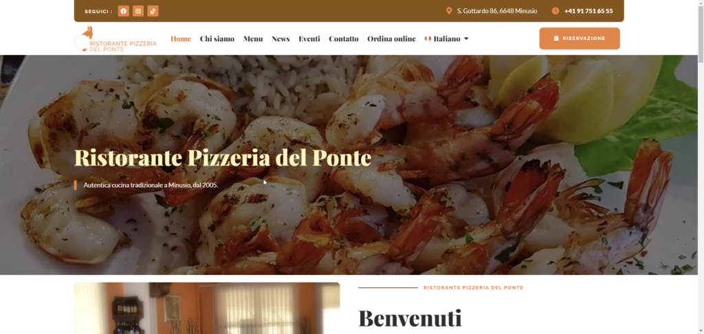 Ristorante Pizzeria Del Ponte Minusio, sito rinnovato