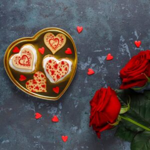 Heart shaped mini cakes for Valentine's day.